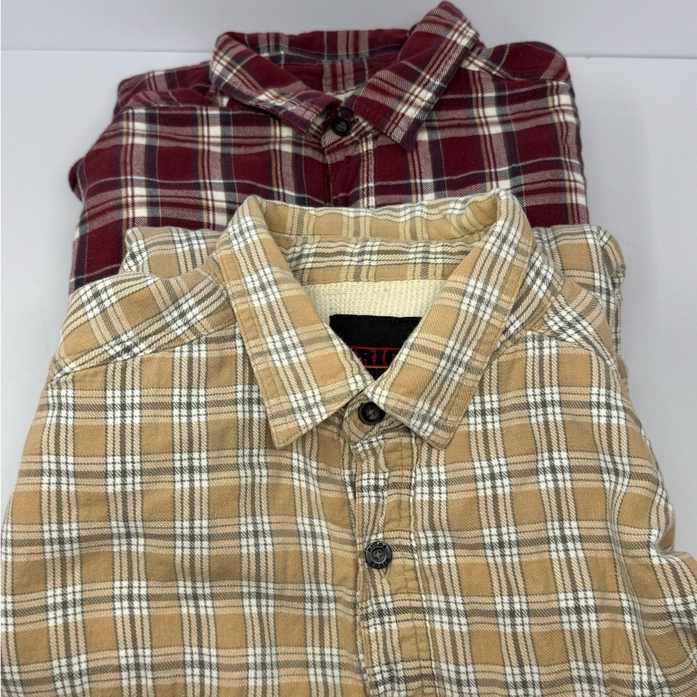 Riggs Workwear Wrangler Lot 2 Shirt Mens Plaid Thermal Lined Flannel Read** F7